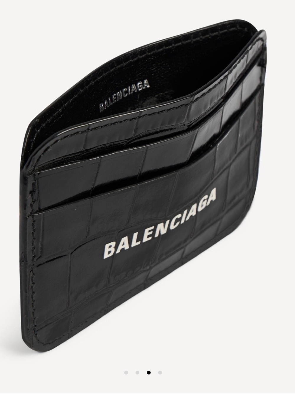 Balenciaga Card Holder Crocodile Embossed Black/White
